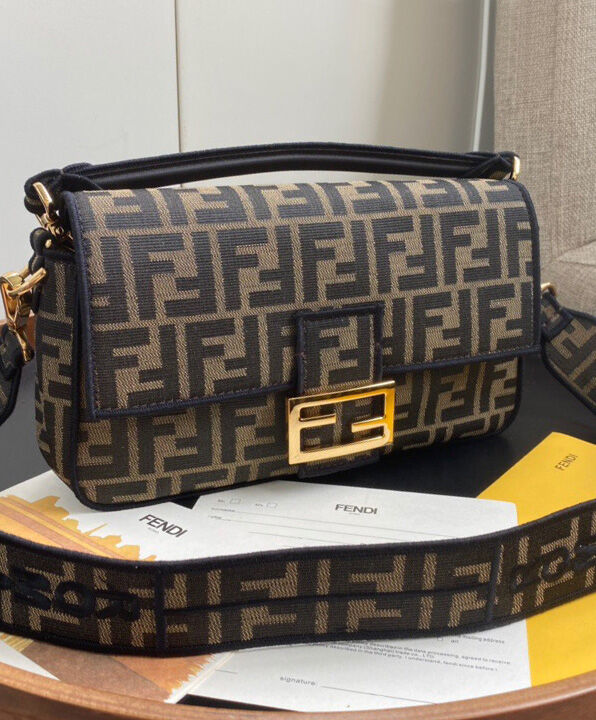 Fendi Baguette Fabric Bag 8BR600 Coffee